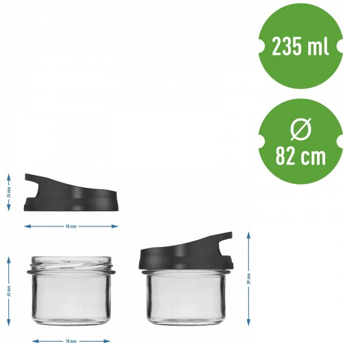 Stikla trauks ar pieskrūvējamu vāku, kas paredzēts iekarināšanai, 235 ml