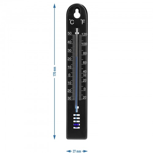 Universāls termometrs, melns (no -30°C līdz +50°C) 17cm