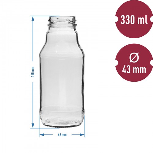 330 mL twist-off juice bottle with screw cap Ø43 - 6 pcs