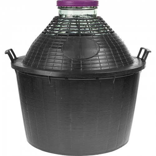 34 L demijohn with wide neck in plastic basket