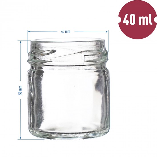 40ml twist off glass jar with coloured lid , Ø43 - 10 pcs.