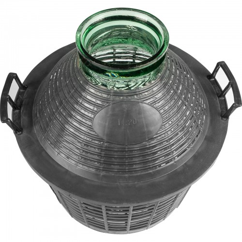 20 L demijohn with wide neck in plastic basket
