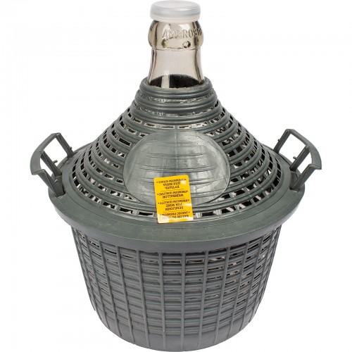 Demijohn for wine in plastic basket 5 L