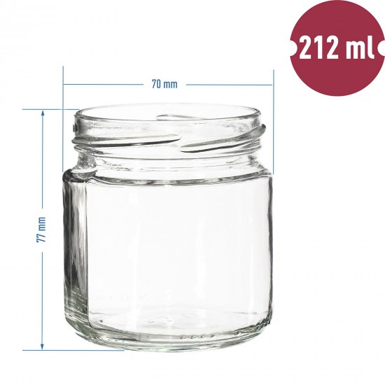 212ml twist off glass jar with coloured lid Ø66 - 6 pcs.