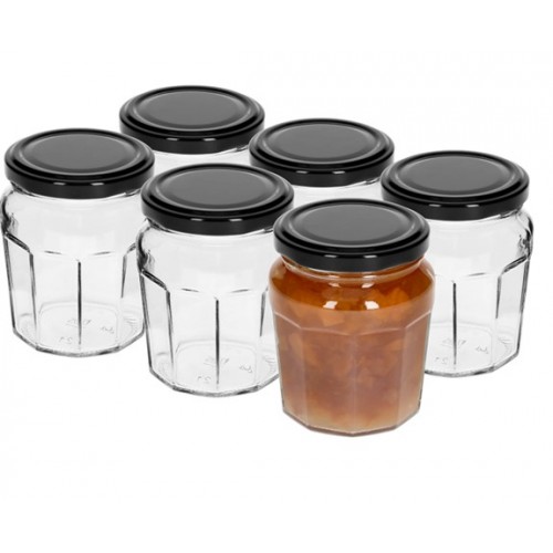 230ml twist off glass jar with a coloured lid fi 63 - 6pcs