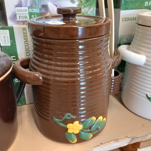 Jar for home preservation, ceramic 5l brown