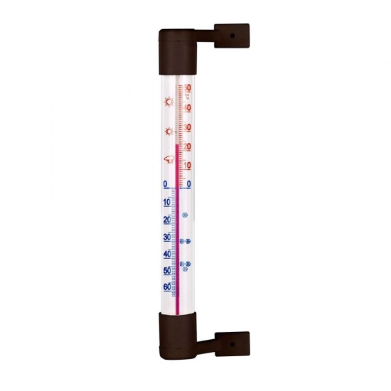 Termometrs cauruļveida , līmējams/skrūvējams, ar plastmasas skalu, brūns, (-50°C to +50°C) 18cm