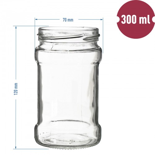 300ml twist off jar with coloured lid Ø66 - 6 pcs