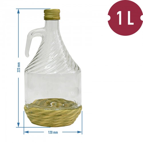 1l wicker wrapped carboy / gallon with screw cap "Dama"