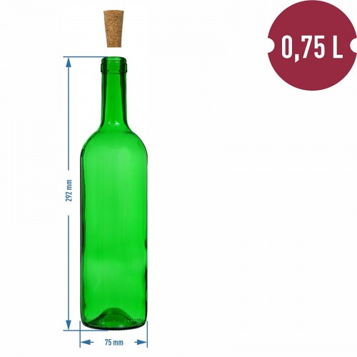 Vīna pudele 0,75 l zaļa 8gab