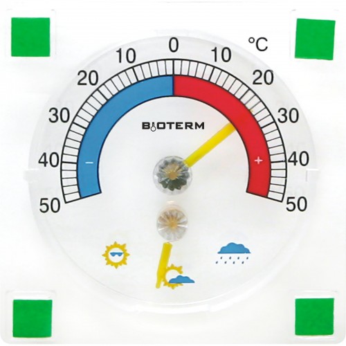 Universal thermometer with a hygrometer, self-adhesive