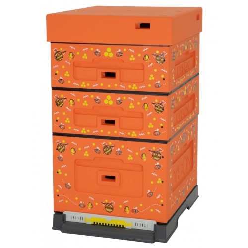 Bišu strops OPTIMA ar higiēnisko plastmasas zemo grīdu DADANT, ORANŽS_BITES