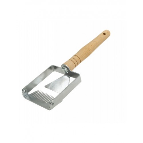 Peeling fork cellular, stainless steel with spacer, wooden handle