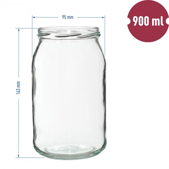 900ml twist off glass jar with golden lid Ø82/6 - 6 pcs